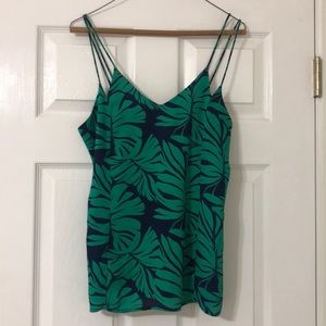 Navy and Green Leaf Tank